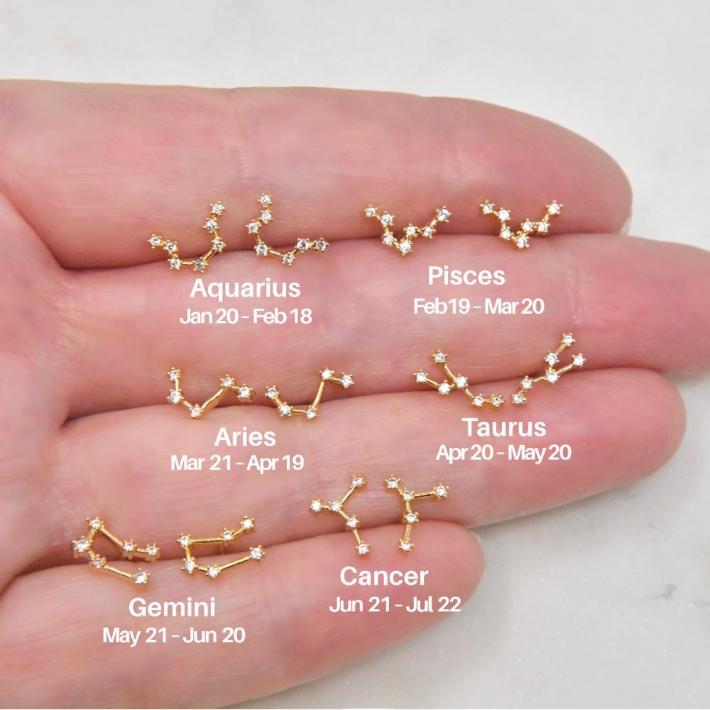 Zodiac Gemini jewelry set ring earrings necklace